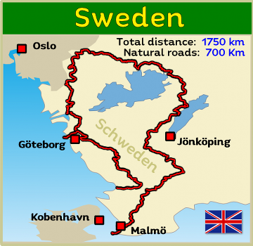 Off-road tour map of southern Sweden for off-road routes and tracks